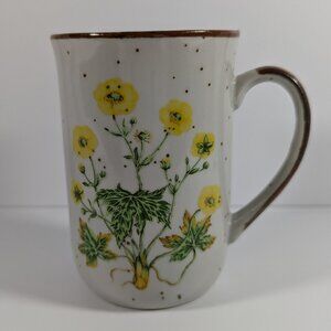 Buttercup No 104 Mug Vintage Japan Floral Stoneware Cup Brown Specks 8 ounce